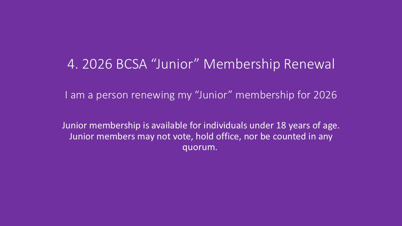 (A) 4. "Junior" 2026 BCSA Renewal