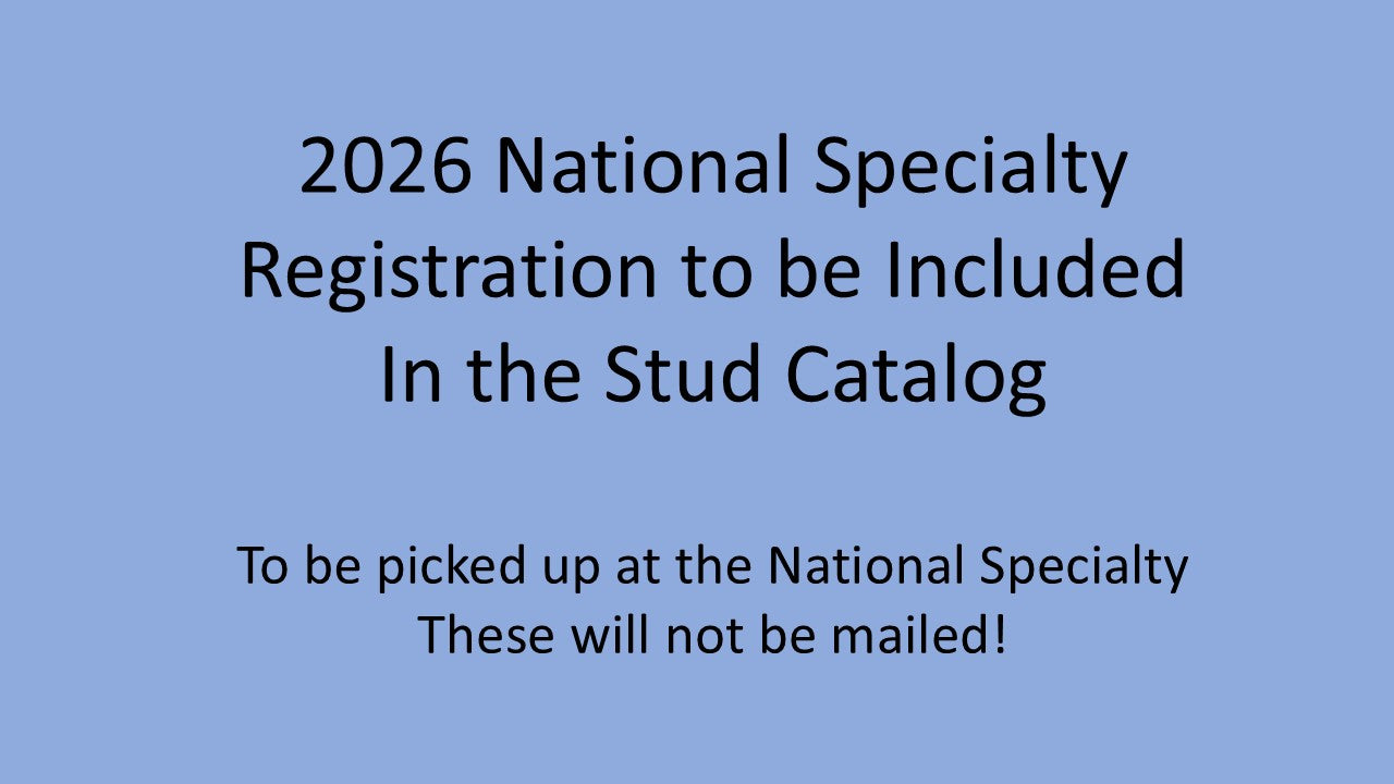 B - 2026 National Specialty Stud Catalog - TO BE INCLUDED IN THE CATALOG